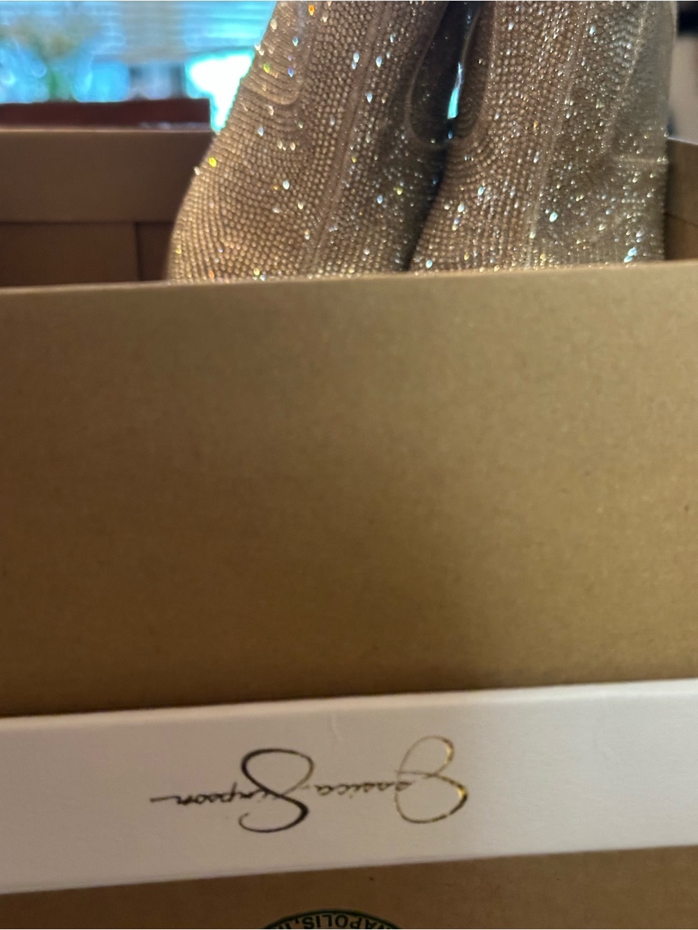 Jessica Simpson Sparkle Gold Sock Booties